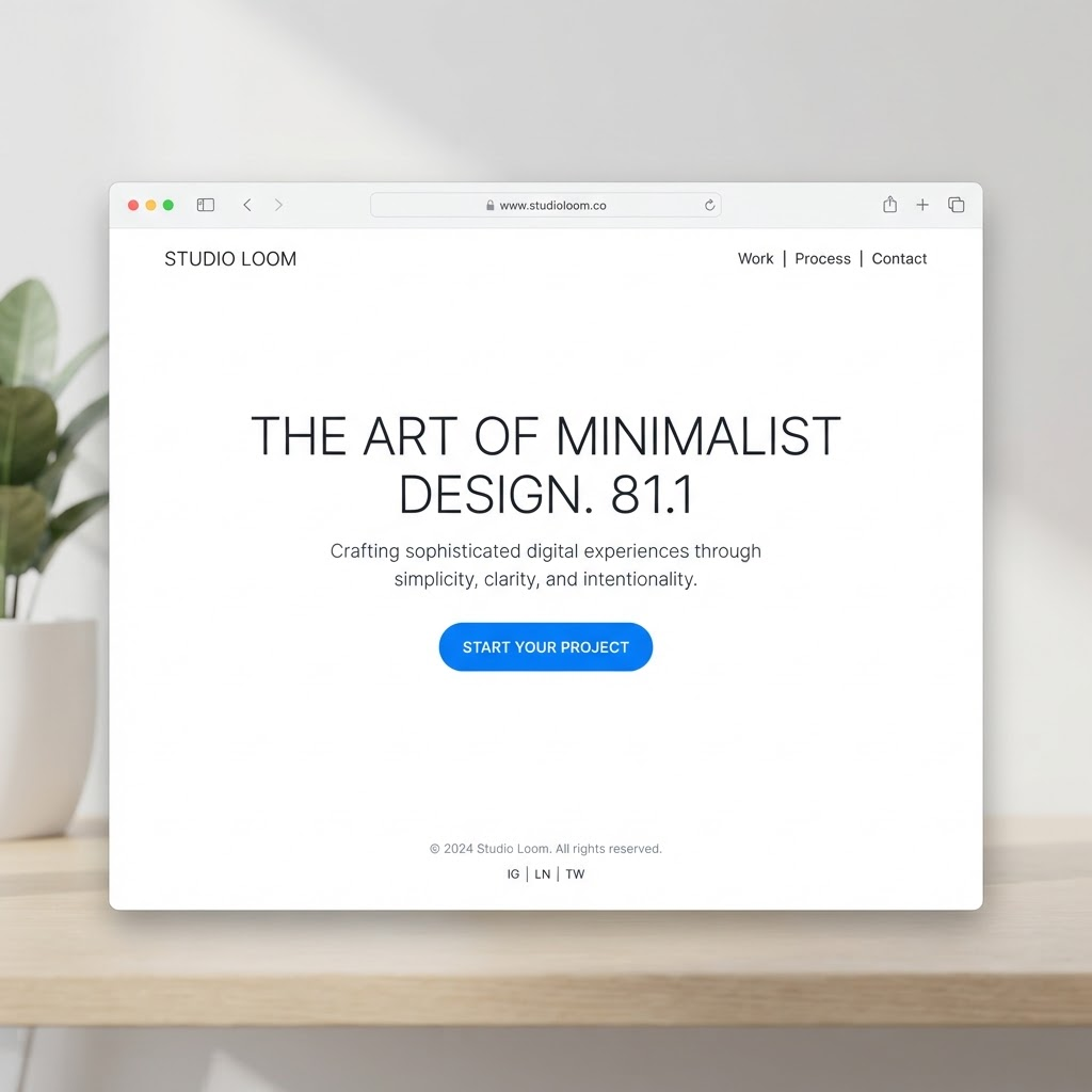 Aperçu d'un site épuré, une seule page avec un objectif clair